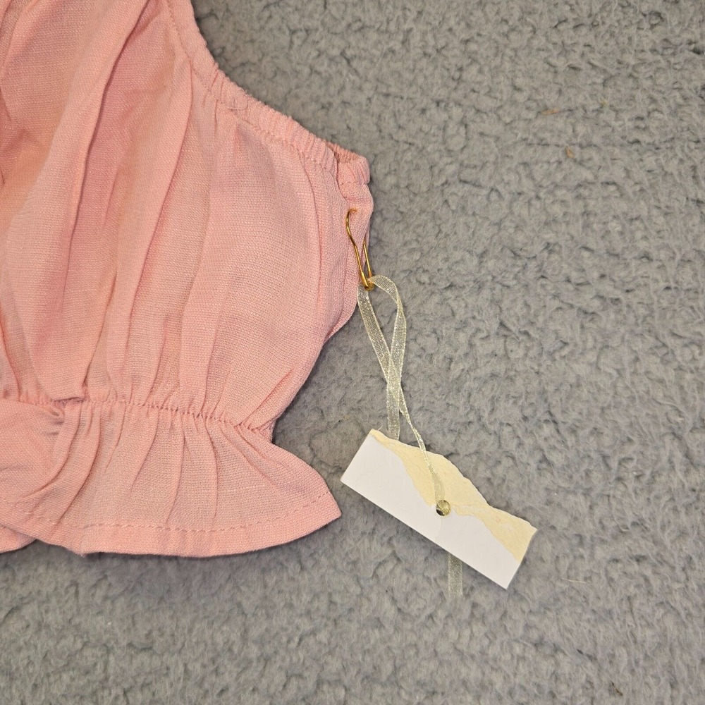 Blashe Ruffle Crop Top Womens Small‎ Lot of 2 White Pink Ruched Camisole - Picture 5 of 16